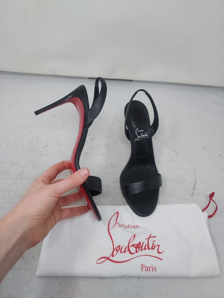 Christian Louboutin O Marylin Leather Black Strappy Heel Sandal